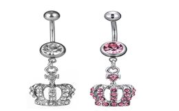 D0698 2 colors Crown Clear Navel Belly Button Ring piercing body jewlery 1611589053867