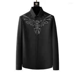 Men's Casual Shirts Spring Long Sleeved Diamond Slim Fit Tops High-quality Fashionable Clothing