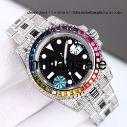 reloj Roles relojes Diamond Mens Watch Rainbow Bezel 40mm Automatic Mechanical Watches Diamonds Dial Sapphire Design Wristwatch Montre De Luxe
