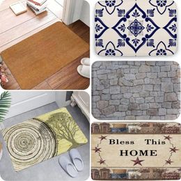 Carpets Vintage Welcome Mat Indoor Entrance Floor Decorative Washable Carpet Non-slip Easy Clean Area Rug Wrinkle-Resistant Doormats