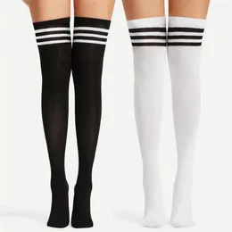 Women Socks 2 Pairs Girls Over Knee Long Sock Stripe Printed High Stockings Striped Cotton Sweet Cute Plus Size