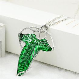 Pendant Necklaces Fashion Jewelry Leaf Vintage Elf Green Brooch Sweater Chain Gift Men And Women's Movie