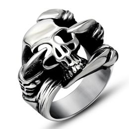 Antique hip hop ghost claw skull wolf dragon head devil ring domineering punk magic rock rings retro stainless steel men039s je7300160
