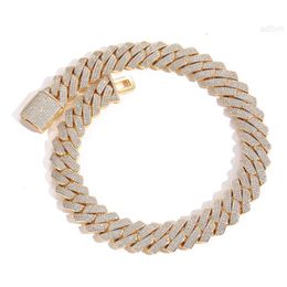 Hip Hop Classic Jewellery 20mm Big Size Cuban Chain Necklace for Men Rhomb Link Iced Out Clasp Gold Plated Cz Diamond Chains