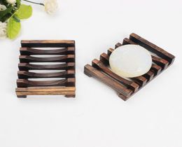 Wooden Bamboo Soap Dish Storage Soap Rack Tray Holder Creative Simple Wood Drain Soap Box Bathroom Supplies2019859