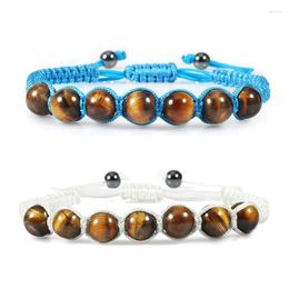 Strand 7 Beads Braided Bracelets 8mm Natural Stone Bangles For Men Women Adjustable Rope Bracelet Fashion Jewellery Distance Yoga Gifts