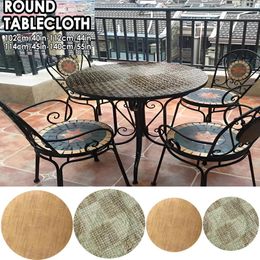 Table Cloth Wood/Woven Round Waterproof Farmhouse Cover Decorative Texture Tabletop Protection Rustic Tablecloth