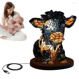 Table Lamps Cow Lamp Desk Cute Light Animal For Adults Highland Western Living Room Bedside