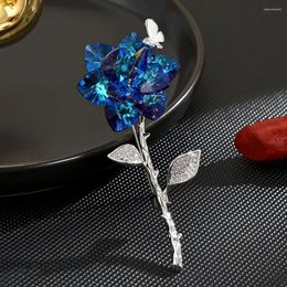 Brooches High-end Crystal Flower Women Brooch Inlaid Rhinestones Copper Jewellery Pin Clothing Catwalk Accessories Gifts