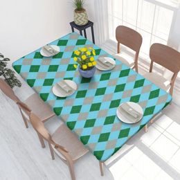 Table Cloth Colourful Argyle Pattern Rectangular Tablecloth Waterproof 4FT Cover
