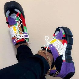 Fitness Shoes 2024 Women's Mesh Sneakers Lace Up Women Fashion Colourful Snake Casual Female Flat Platform Ladies Footwear