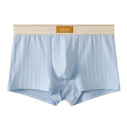 Underpants Mens Boxer Briefs Sexy Middle Waist Panties Cotton Comfortable Solid Color Breathable Loose Underwear Lattice Shorts