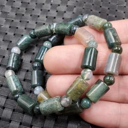 Strand Water Plants As Right Rain Agate Chalcedony Barrel Shaped Bead Vintage Bracelet Ornament