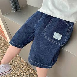 Trousers Kids Solid Colour Fashion Pants Children's Denim Elastic Pure Cotton Casual Boys Jean Shorts 2-8 Years Summer 2024