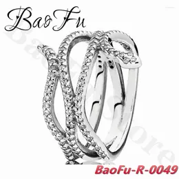 Cluster Rings BaoFu Genuine 925 Sterling Silver Ring Charm Snake-Shaped Suitable For Original European Female Jewellery