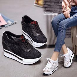 Casual Shoes Womens Sneakers 2024 Fashion Woman-shoes Platform Designer Roses Thick Sole Mesh Hoof Heels High Summer Leisure