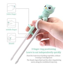 Chopsticks 1Pair Of Green Pink Cute Cubs Learning Training Kids Children Chinese Gifts Kitchen Accessories3683621