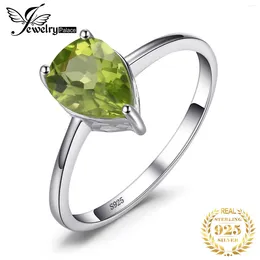 Cluster Rings JewelryPalace Pear 1.3ct Natural Green Peridot 925 Sterling Silver Solitaire Ring For Woman Gemstone Jewelry Anniversary Gift