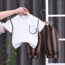 Clothing Sets Toddler Boy Summer Clothes For Kids 1 To 5 Years Casual Pullover Short Sleeve T-shirts And Striped Shorts 2PCS Boys Outfit Set