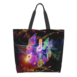Shopping Bags Women Shoulder Bag Colourful Waves And Music Notes Large Capacity Grocery Tote For Ladies
