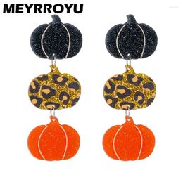 Dangle Earrings MEYRROYU 2024 Acrylic Leopard Contrast Color Pumpkin Long Drop For Women Retro Halloween Jewelry Party Accessories