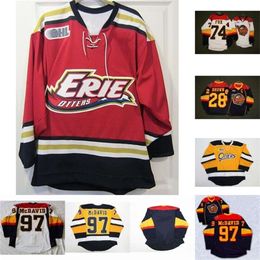Kob Erie Otters 28 Connor Brown 74 DaneFo 97 Connor McDavid Mens Womens Youth 100% Embroidery cusotm any name any number Hockey Jersey
