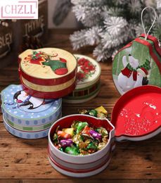CHZLL Metal Round Christams Candy Boxes Christmas Decor for Home Santa Claus Xmas Elk Deer Gift Boxes Noel Present Gift Navidad6089787