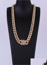 Chains Mens 18K Gold Tone 316L Stainless Steel Chains Cuban Necklace Curb Link Chain With Diamonds Clasp Lock 8Mm10Mm12Mm14Mm16978486