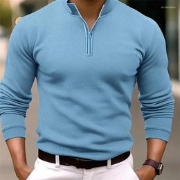 Men's Polos 2024 Trend Fashion V-Neck Shirt Long Sleeve Stitching Casual Sport T-Shirt Tops