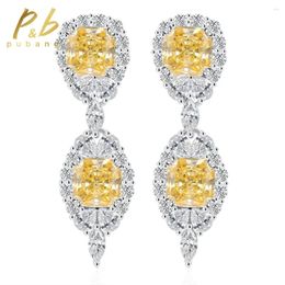 Dangle Earrings PuBang Fine Jewelry Top 925 Sterling Silver 7 7MM Yellow Created Moissanite Drop For Women Engagement Gift Free