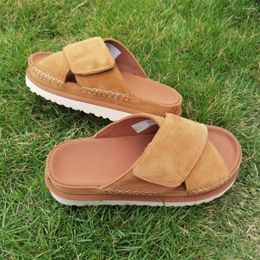 Slippers 2024 Summer Brand Women's Thick Sole Fashion Genuine Leather Outdoor Leisure Party