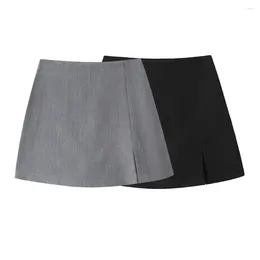 Women's Shorts Zach Ailsa 2024 Spring Product Fashion Solid Colour Versatile Mini Skirt High Waist Split Design Short Pants