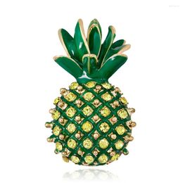 Brooches Yellow Rhinstone Green Pineapple For Women Enamel Shining Zircon Fruits Ananas Party Casual Brooch Pins Gifts Jewellery