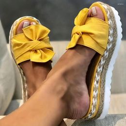 Casual Shoes Women's Twist Knot Platform Espadrilles Slippers Lightweight Open Toe Non Slip Beach Slides Outdoor Sandals