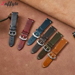 Watch Bands Oil wax genuine leather denim belt 18mm 20mm 22mm 24mm gradient retro mens and womens business Q240506