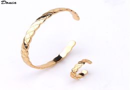 Donia jewelry European and American fashion exaggeration classic Munger open copper bracelet ring set women039s bracelet ring s3799843