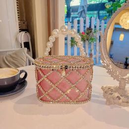 Diamonds Basket Evening Clutch Bag Women Luxury Hollow Out Preal Beaded Metallic Cage Handbags Ladies Wedding Party Purse 240426
