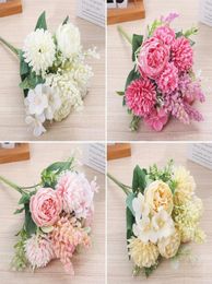 Decorative Flowers Wreaths 2021 Pink Mixed Artificial Flower Silk Rose Home Wedding Decoration Living Room DIY Crafts Highquali5084304