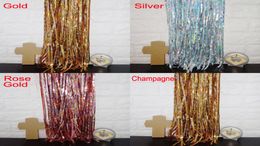 shining tinsel foil edge laser heart shape decoration curtain birthday wedding christmas party backdrops 1m2m tassel curtain1909350