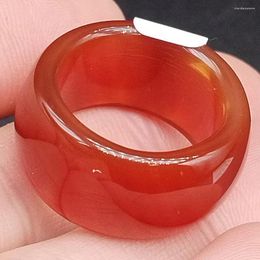 Cluster Rings Certified Chinese Natural Red Agate Hand Carved Man Ring Inner 19.80mm