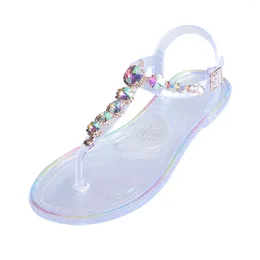 Slippers Super Beautiful Glitter Diamond Beaded Transparent PVC Sandals For Women Summer Espadrille Wedge Under 30