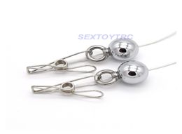 Electro Sex Toy Nipple Clamps with Pulling Balls Gravity Ball New Design Electric Shock Electrostim BDSM Equipment Fetish Adult No8842025