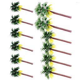 Decorative Flowers 12 Pcs Miniature Decors Models Simulation Coconut Tree Trees For Crafts Indoor Decorations Cake