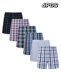Underpants Jupiter Secret 6-piece boxing shorts casual plain belt button mens underwear woven home random Colours Q240430