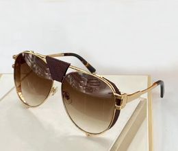 Men Pilot Sunglasses Gold Brown Gradient Lens 0981 with LEATHER Glasses Sun Fashion Sunglasses Shades Eye wear New with box8308930