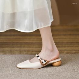 Slippers 2024 Baotou Half Women Spring And Summer Fashion Wear French Small Flip-flops Thick For