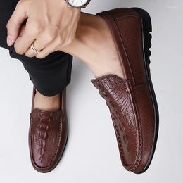 Casual Shoes High Quality Man Comfortable Flat Men's Brand Stylish Loafer Genuine Leather Footwear Slip-on Walking Shoe