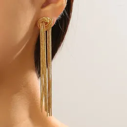 Dangle Earrings Exaggerate Luxury Long Tassel For Women Gold Colour Geometric Chain Drop Statement Jewellery Accessories Gift