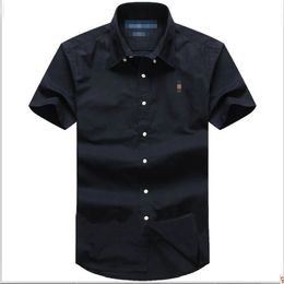 Men's Luxury Shift Shirt Solid Colour Pony Short Sleeve Embroidered Colourful Horse Classic Business T-shirt Button Flip Collar Slim Fit High Quality Quick Drying Shirt