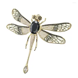 Brooches Cubic Zirconia Big Black Insect Dragonfly Brooch Broach Pin Women Jewellery Accessories XR05562